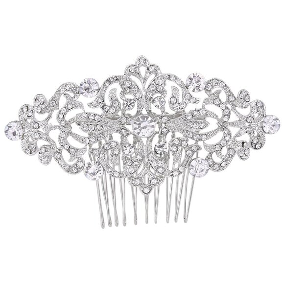 Bridal Hair Accessory Crystal Side Comb Wedding Hairpiece for Bride Elegant - Picture 1 of 7